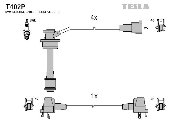 TESLA Комплект проводов зажигания T402P