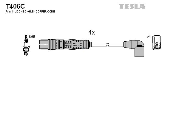 TESLA Комплект проводов зажигания T406C