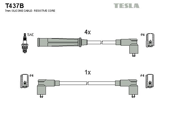 TESLA Augstsprieguma vadu komplekts T437B