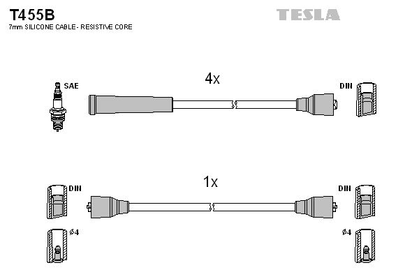 TESLA Augstsprieguma vadu komplekts T455B