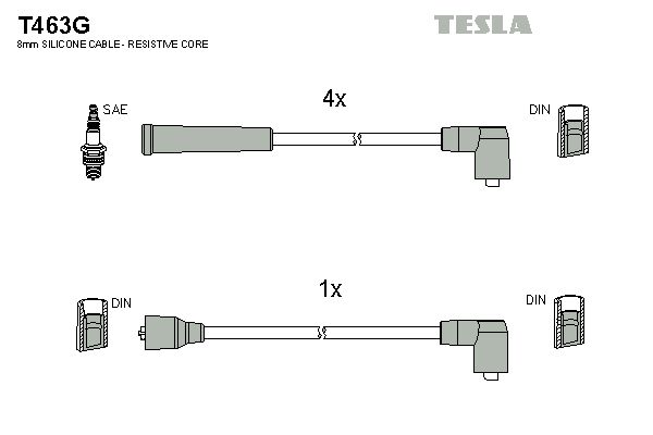 TESLA Комплект проводов зажигания T463G