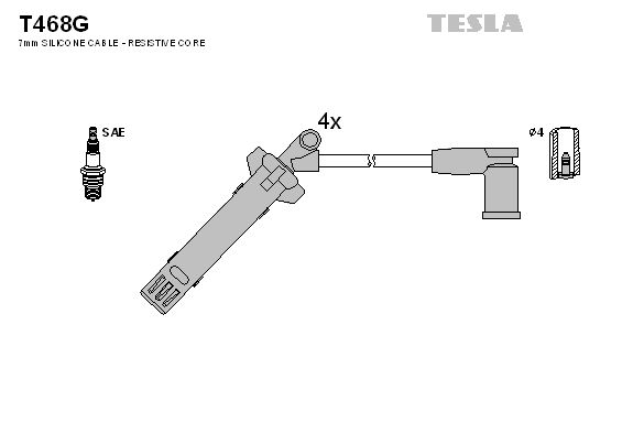 TESLA Комплект проводов зажигания T468G