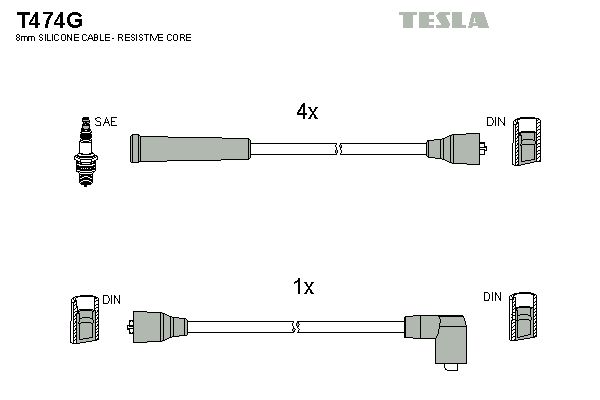 TESLA Комплект проводов зажигания T474G