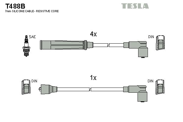 TESLA Augstsprieguma vadu komplekts T488B