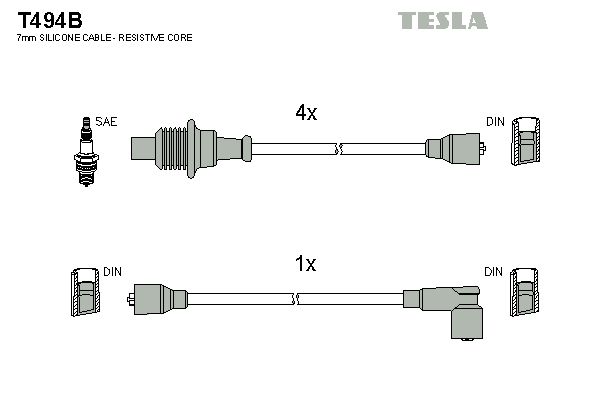 TESLA Комплект проводов зажигания T494B