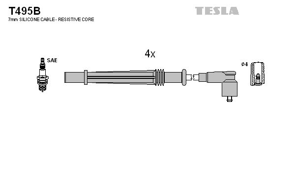 TESLA Комплект проводов зажигания T495B