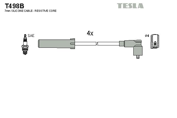 TESLA Комплект проводов зажигания T498B