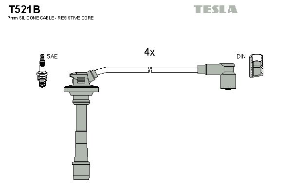 TESLA Комплект проводов зажигания T521B