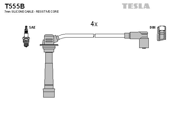 TESLA Комплект проводов зажигания T555B