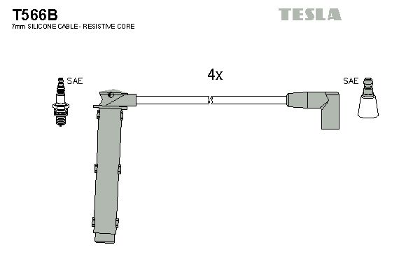 TESLA Комплект проводов зажигания T566B