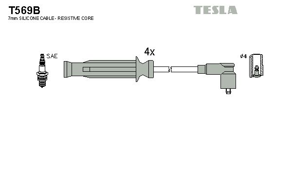 TESLA Комплект проводов зажигания T569B