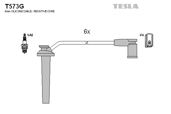 TESLA Комплект проводов зажигания T573G