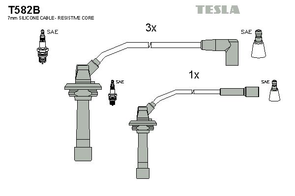 TESLA Комплект проводов зажигания T582B