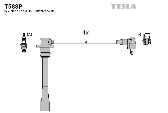 TESLA Комплект проводов зажигания T588P