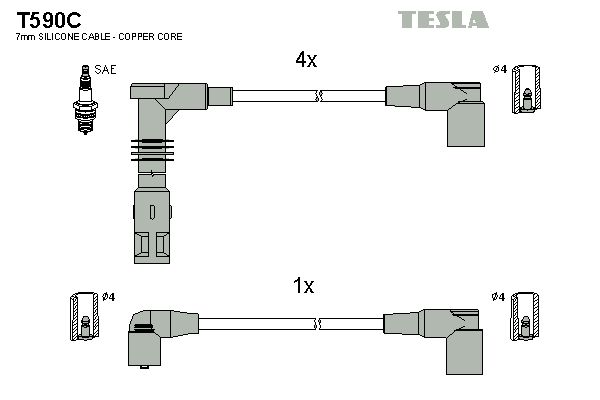 TESLA Augstsprieguma vadu komplekts T590C