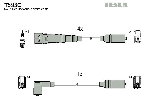TESLA Augstsprieguma vadu komplekts T593C