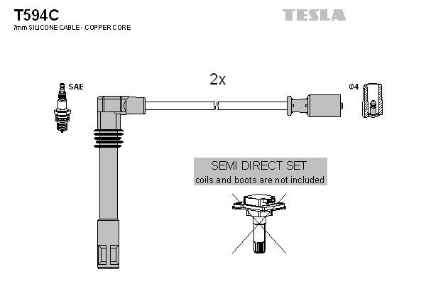 TESLA Augstsprieguma vadu komplekts T594C