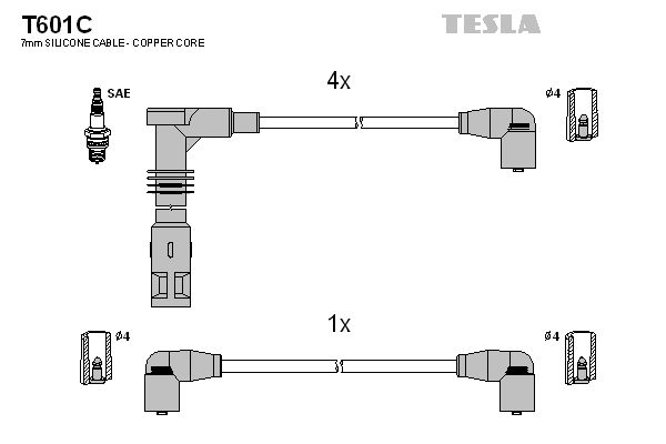 TESLA Комплект проводов зажигания T601C