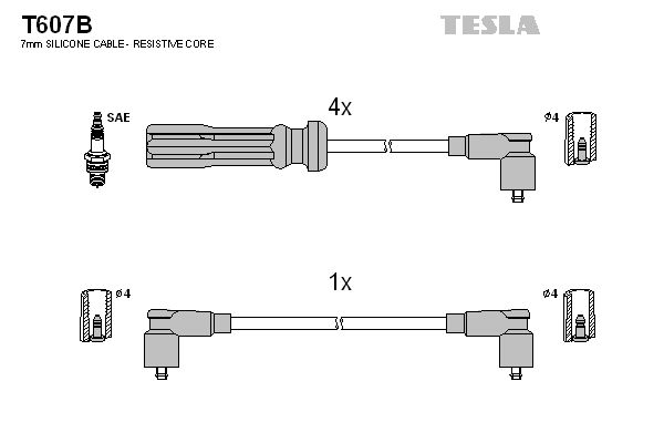 TESLA Комплект проводов зажигания T607B