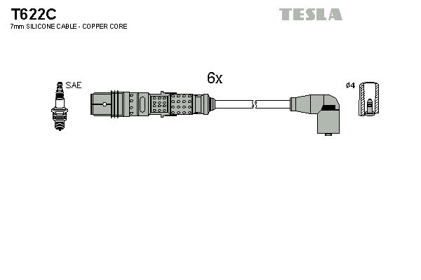 TESLA Комплект проводов зажигания T622C