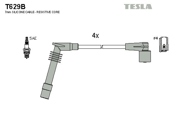 TESLA Комплект проводов зажигания T629B