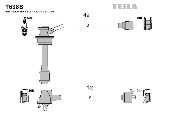 TESLA Комплект проводов зажигания T638B
