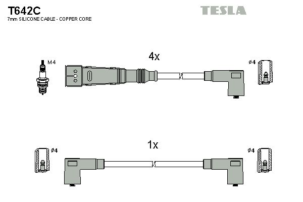 TESLA Augstsprieguma vadu komplekts T642C