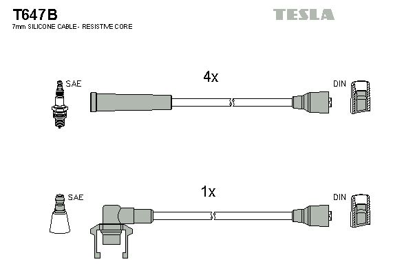 TESLA Augstsprieguma vadu komplekts T647B