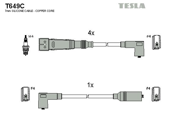 TESLA Комплект проводов зажигания T649C