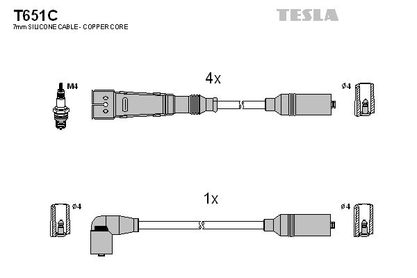 TESLA Комплект проводов зажигания T651C