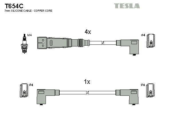 TESLA Augstsprieguma vadu komplekts T654C
