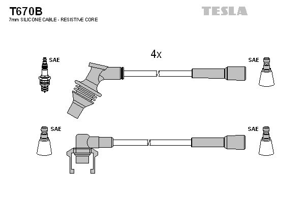 TESLA Комплект проводов зажигания T670B