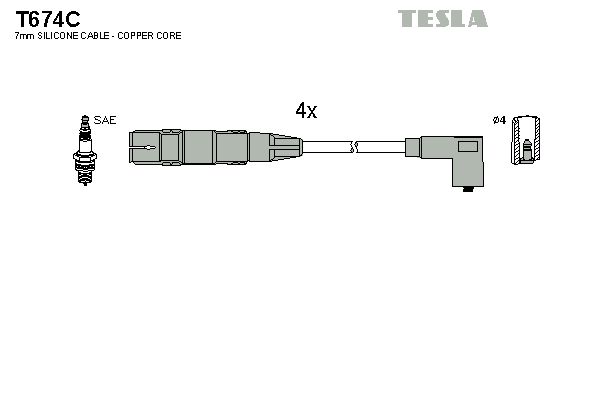 TESLA Augstsprieguma vadu komplekts T674C