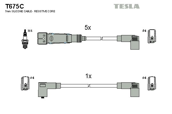 TESLA Комплект проводов зажигания T675C