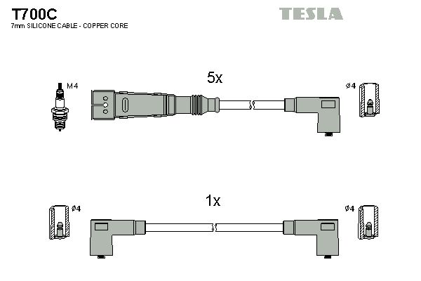 TESLA Комплект проводов зажигания T700C