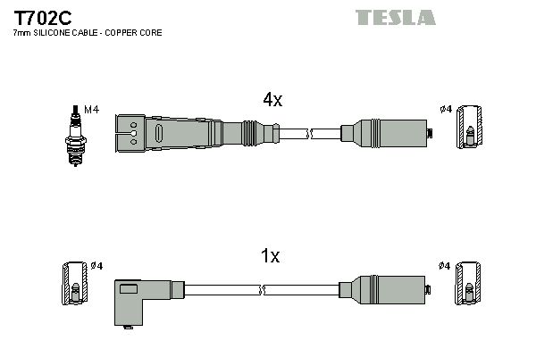 TESLA Комплект проводов зажигания T702C