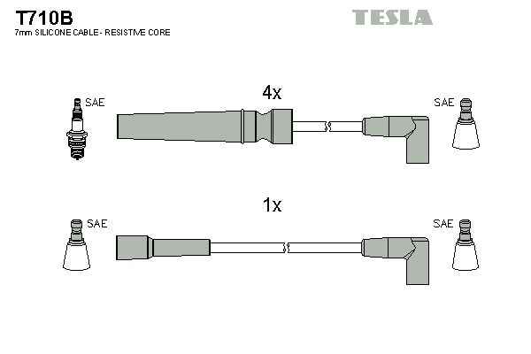 TESLA Комплект проводов зажигания T710B