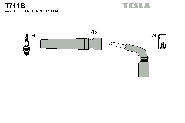TESLA Комплект проводов зажигания T711B