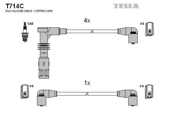 TESLA Комплект проводов зажигания T714C
