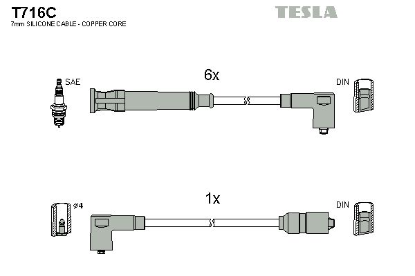 TESLA Augstsprieguma vadu komplekts T716C
