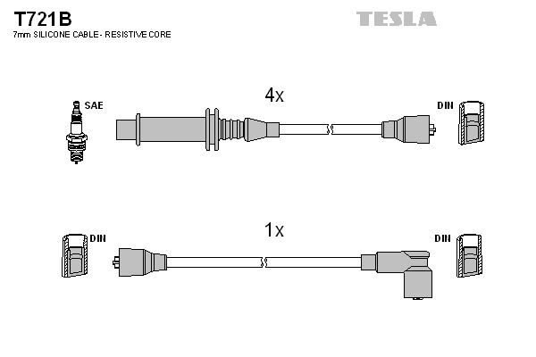 TESLA Комплект проводов зажигания T721B
