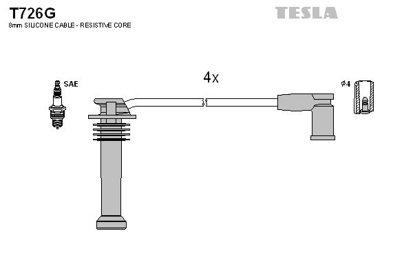 TESLA Комплект проводов зажигания T726G