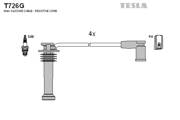 TESLA Augstsprieguma vadu komplekts T726G