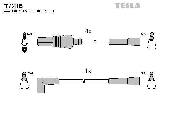 TESLA Комплект проводов зажигания T728B