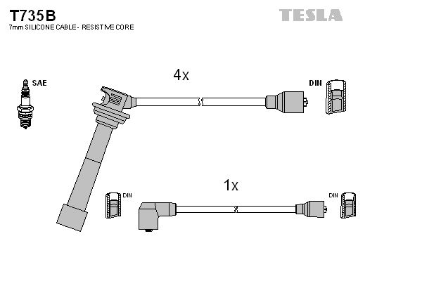 TESLA Комплект проводов зажигания T735B