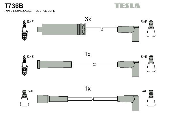 TESLA Комплект проводов зажигания T736B