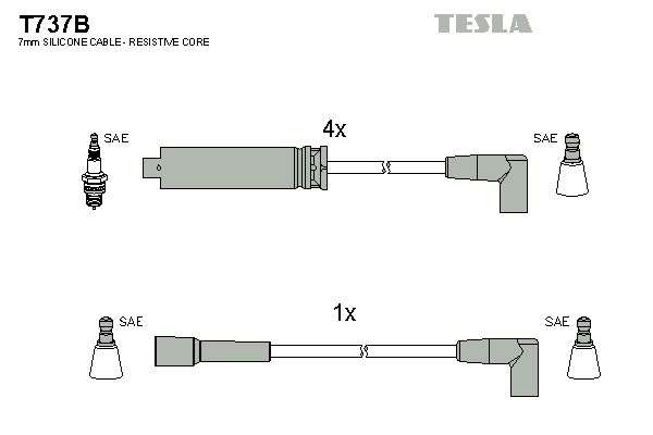 TESLA Комплект проводов зажигания T737B