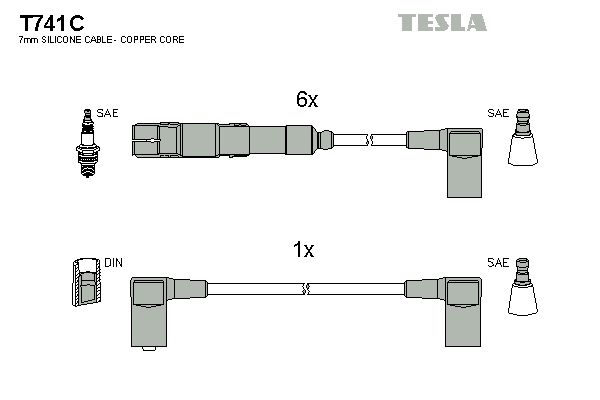 TESLA Комплект проводов зажигания T741C