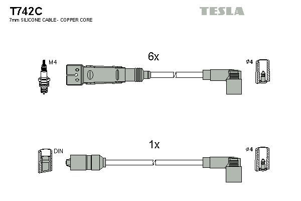 TESLA Комплект проводов зажигания T742C