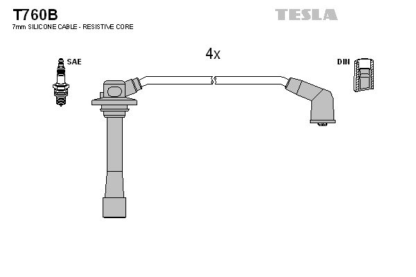 TESLA Комплект проводов зажигания T760B